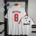 Retro AC Milan 2007-08 White Jersey Short Sleeve #8 Gattuso