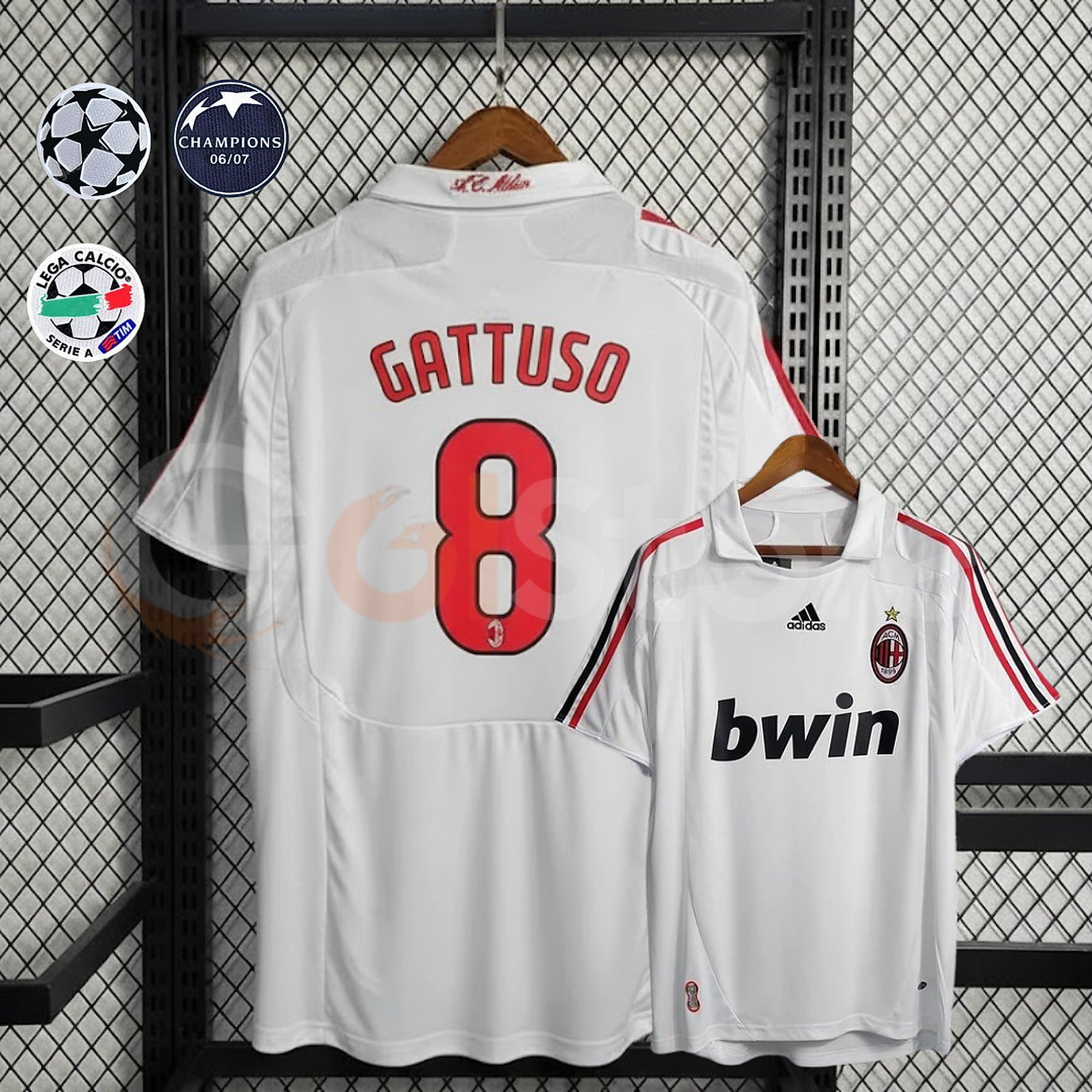 Retro AC Milan 2007-08 White Jersey Short Sleeve #8 Gattuso