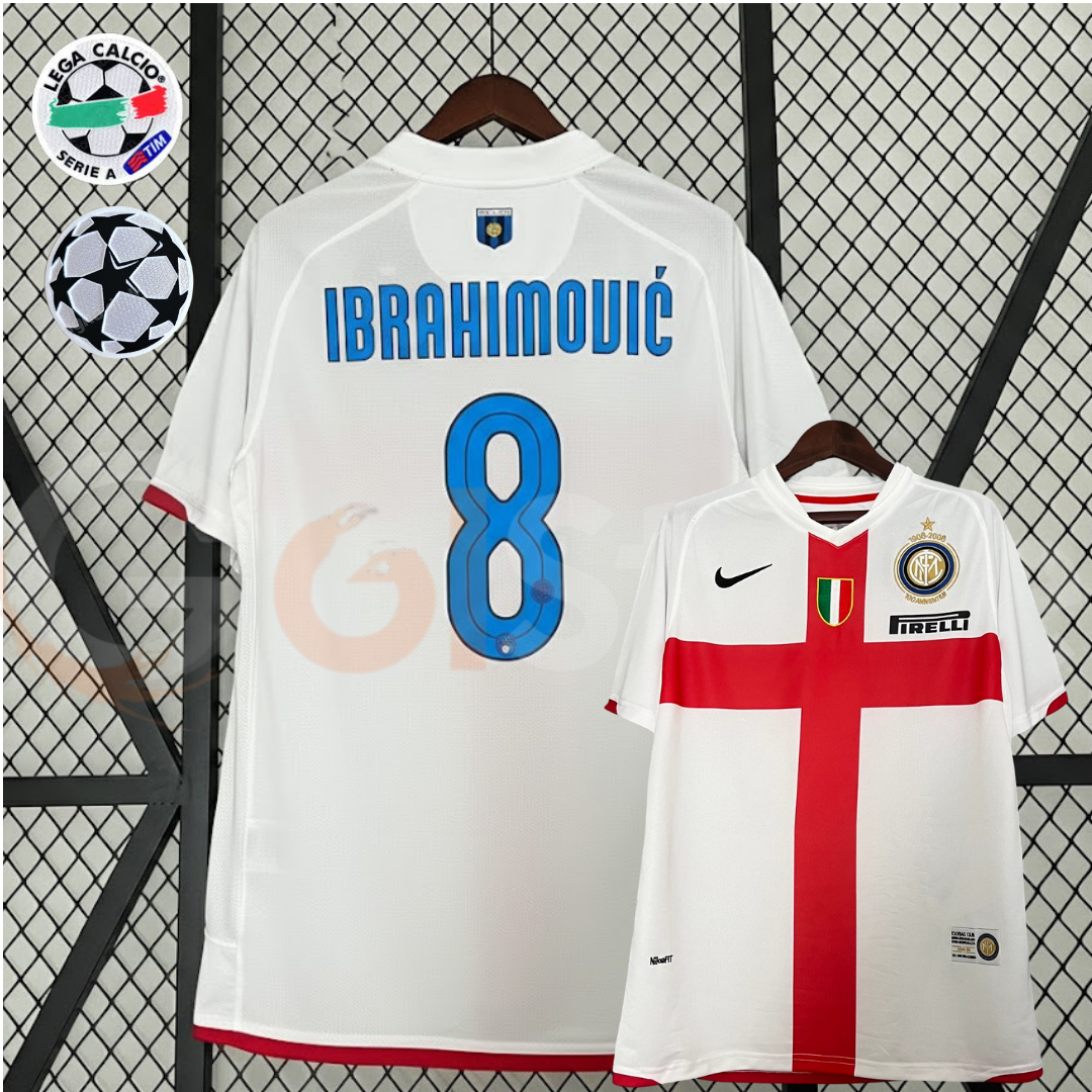 Inter Milan 2007-2008 Retro Third Away Short Sleeve Jersey #8 Ibrahimovic Serie A UCL Patch Personalized Rare
