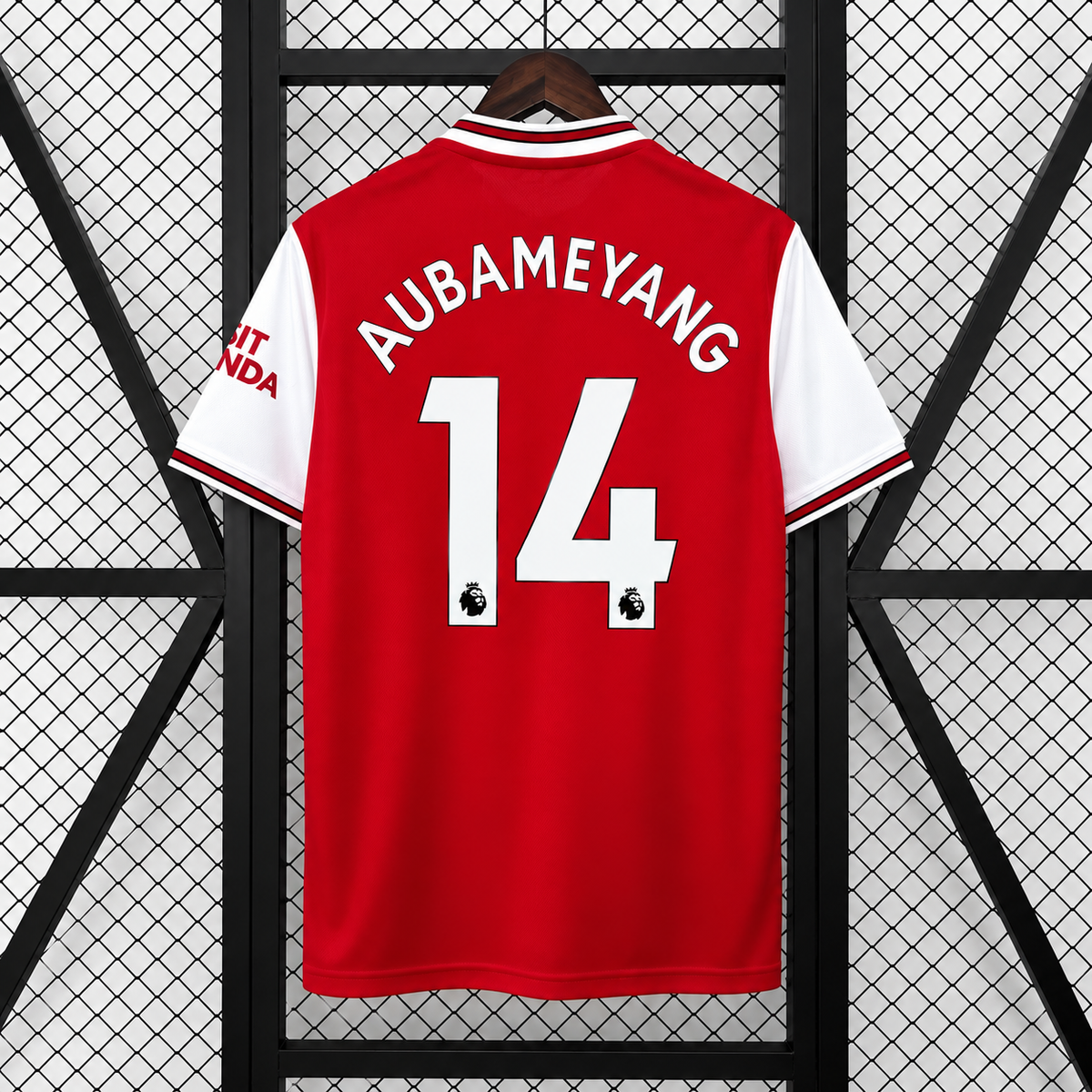 Arsenal FC 2019-2020 Retro Home Jersey | Pierre-Emerick Aubameyang #14 Men's Soccer Shirt - Short Sleeve Modern Heritage Edition with Optional Premier League Patches