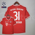 Front and back views of a red Bayern Munich short-sleeve jersey with white trim, “Final Wembley 2013” chest lettering and Schweinsteiger 31 printing on the back.