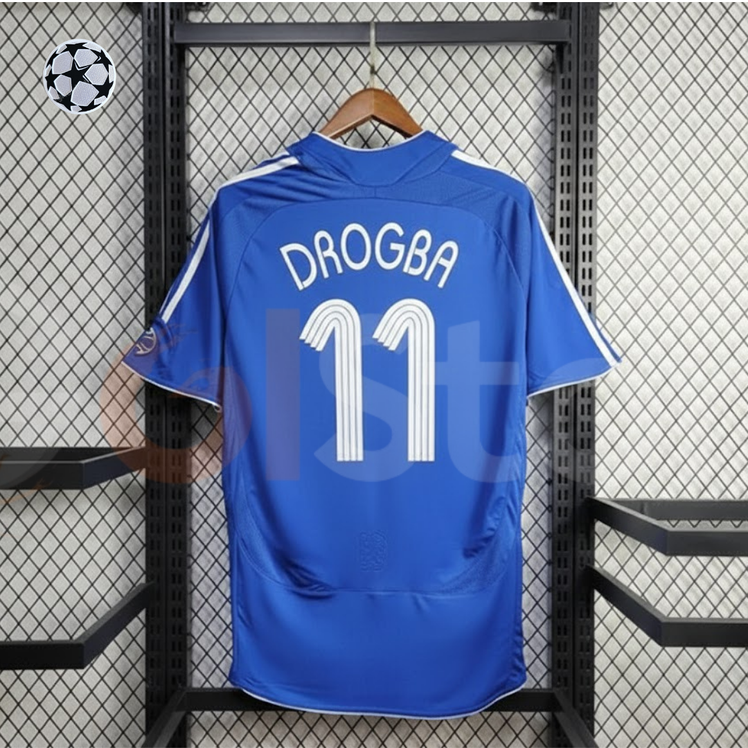 Chelsea FC 2006-2007 Retro Home Short Sleeve Jersey #11 Drogba Personalized UCL Patch Rare