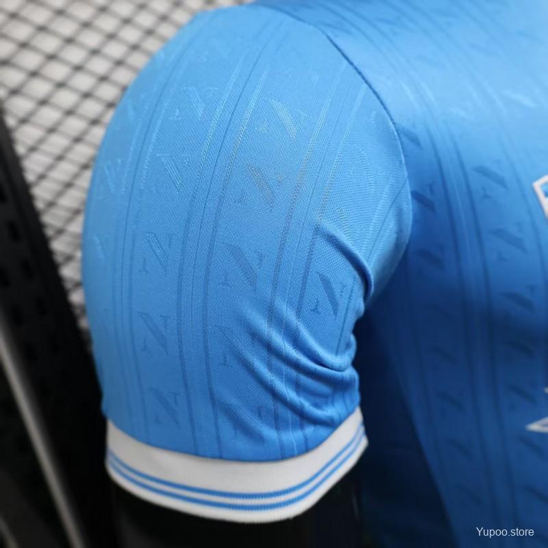 2025-2026 SSC Napoli Player Version Home Short Sleeve Jersey Personalized UCL Serie A Patch