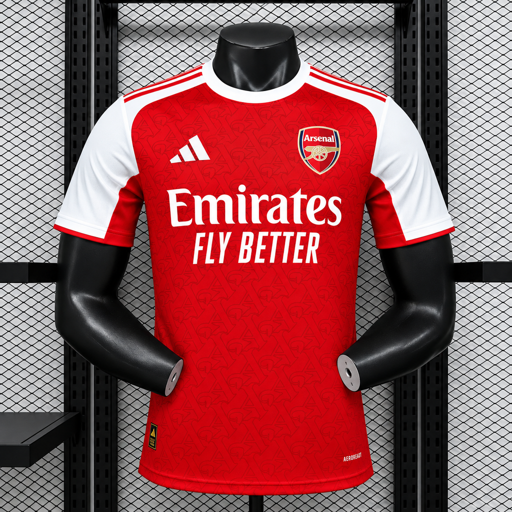 Arsenal FC 2025-2026 Authentic Home Jersey | Custom Name & Number Men's Match Shirt - Short Sleeve Gothic Edition with Optional UCL or Premier League Patches