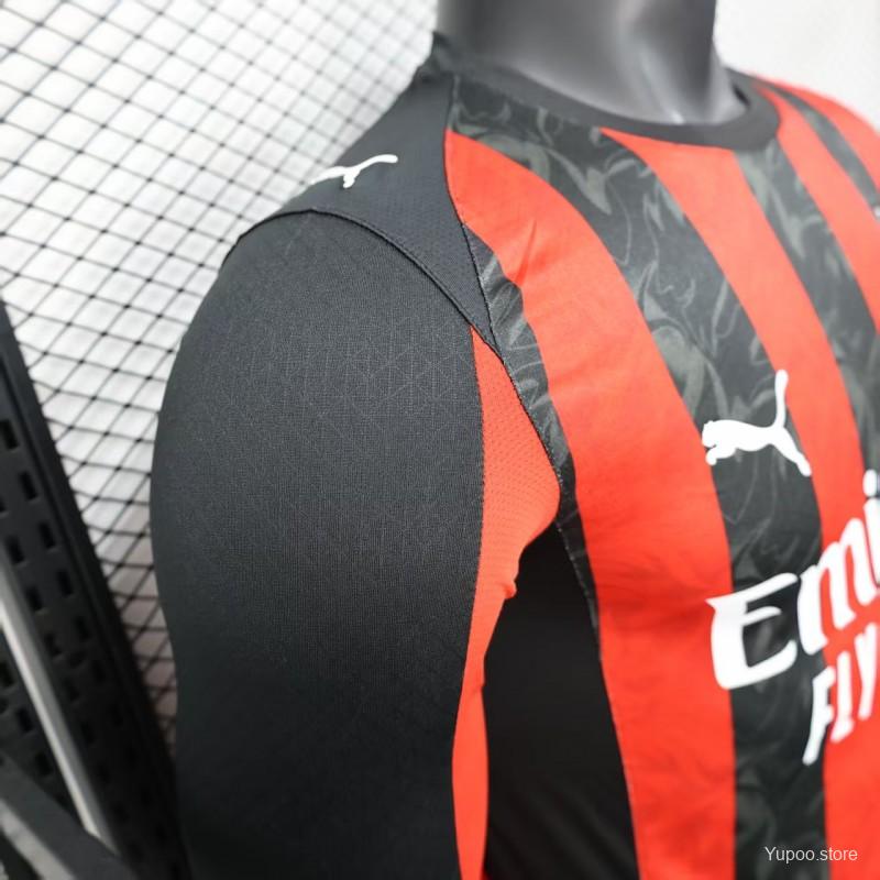 AC Milan 2025-26 Home Jersey – Custom Name & Number | Long Sleeve | S–2XL