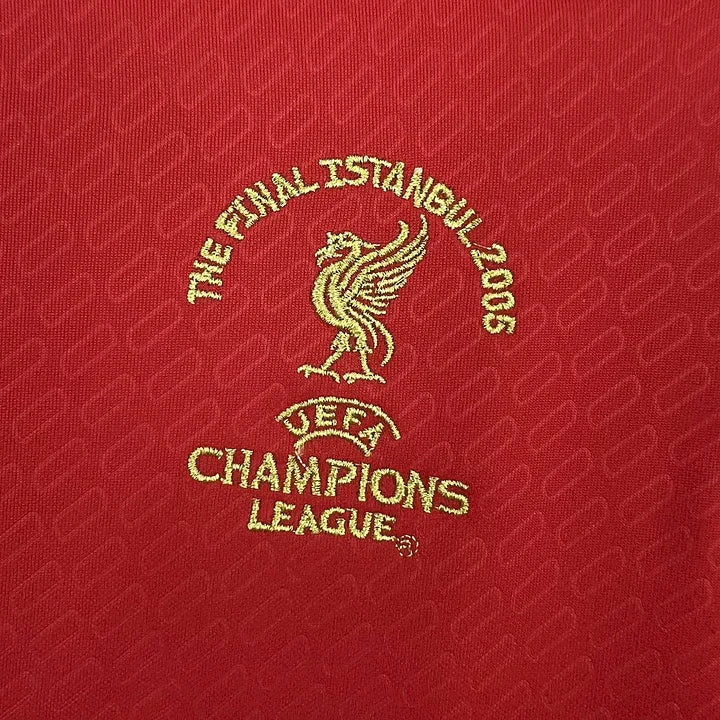 2004-2005 Liverpool Retro Red UCL Final Short Sleeve Jersey Personalized UCL Patch Istanbul