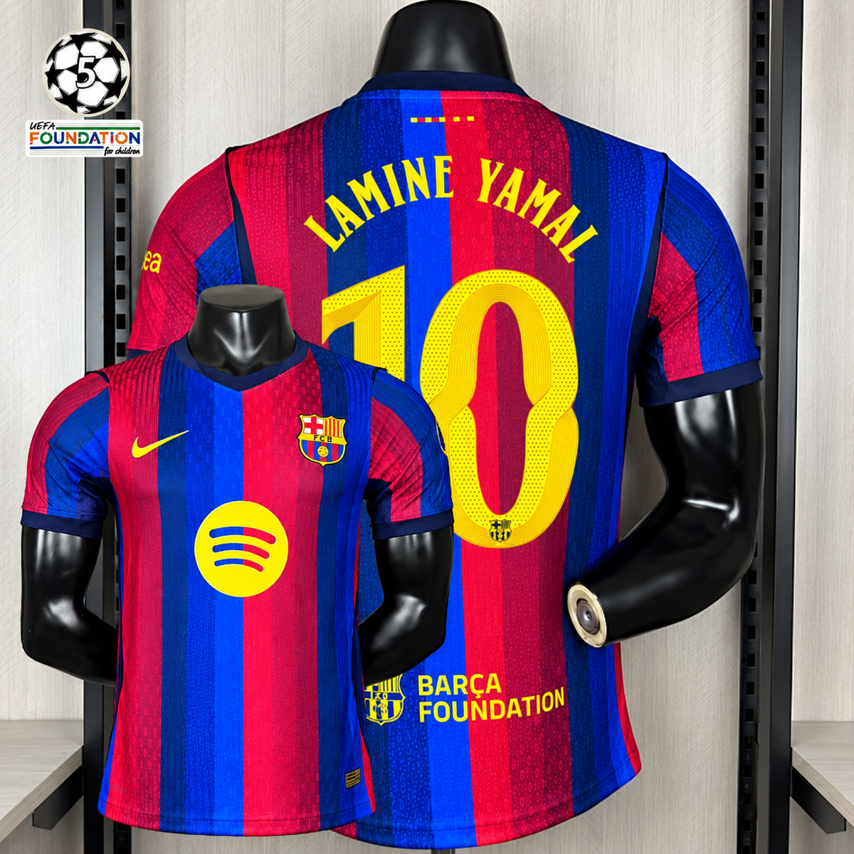 FC Barcelona 2026-27 Home Player Version Jersey | Lamine Yamal #10 or Custom Name & Number | UCL Patch | S–3XL