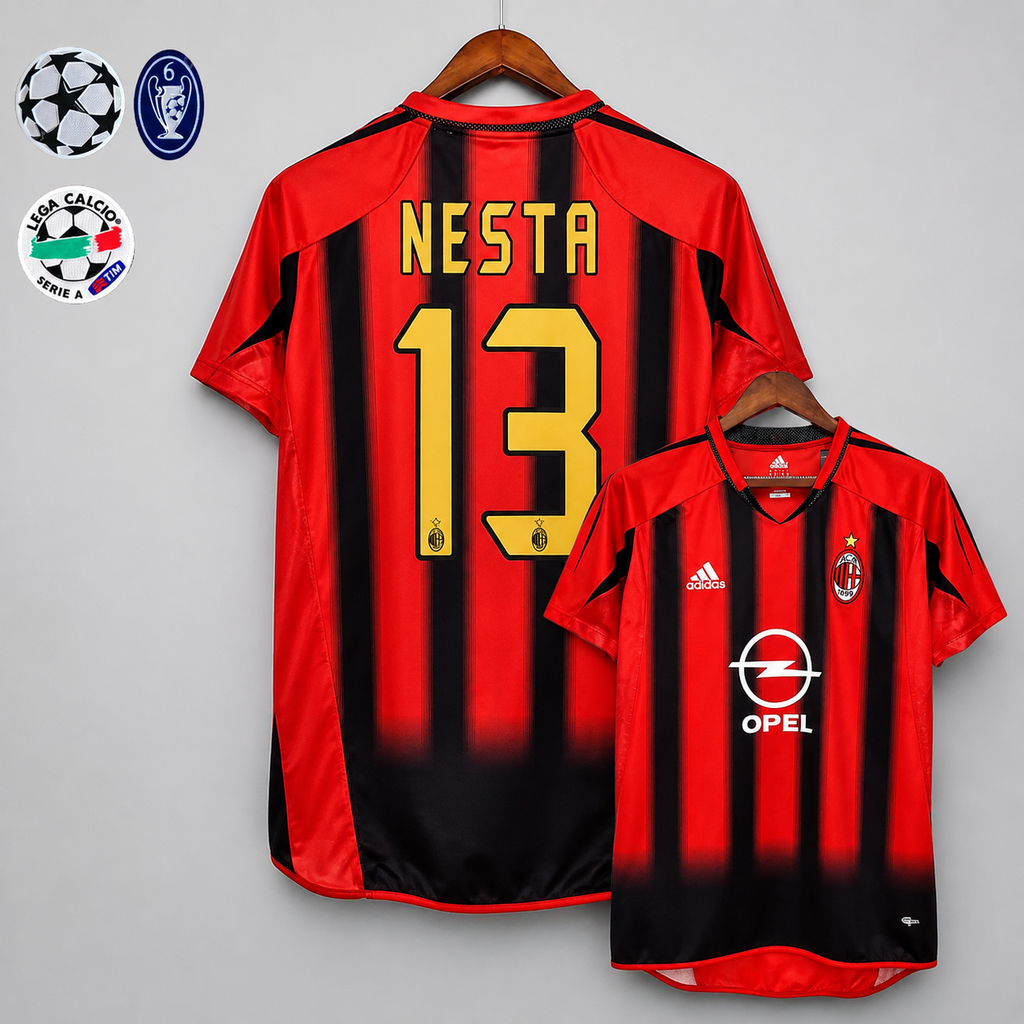 Retro AC Milan 2004-05 Home Jersey Short Sleeve #13 Nesta
