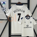Manchester United 2000-2001 Retro Away White SS Jersey #7 Beckham Personalized UCL PL Patch Rare