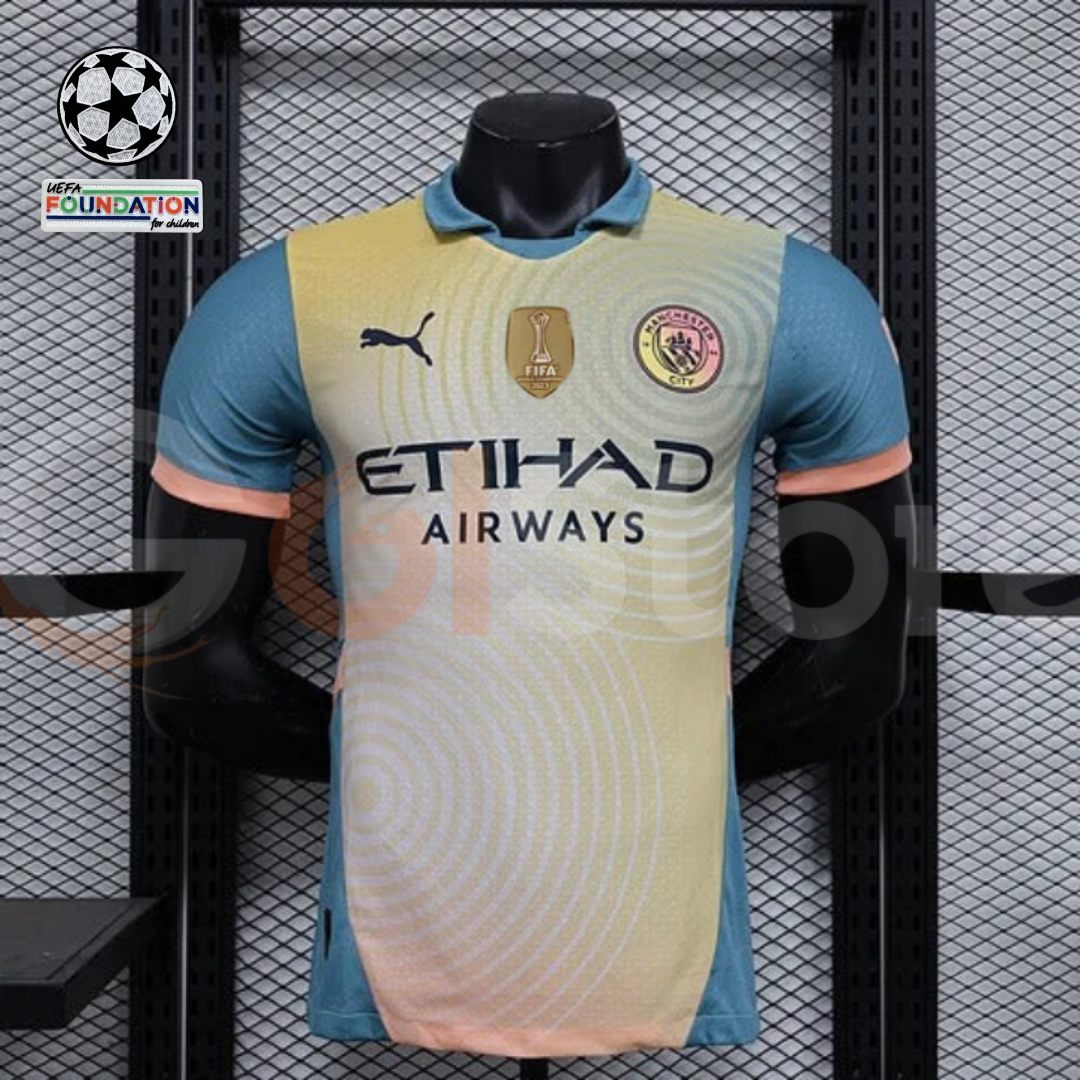 Manchester City 2024-2025 Third Away Jersey Player Version #17 De Bruyne UCL Patch Personalized