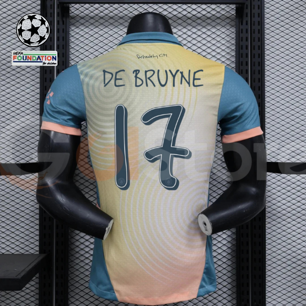 Manchester City 2024-2025 Third Away Jersey Player Version #17 De Bruyne UCL Patch Personalized