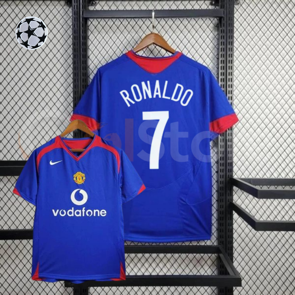 Manchester United 2005-2006 Retro Away Short Sleeve Jersey #7 Ronaldo Personalized UCL Rare