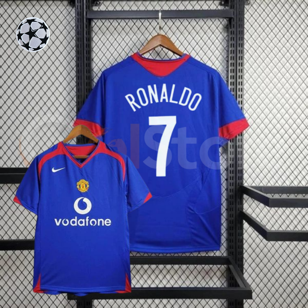 Manchester United 2005-2006 Retro Away Short Sleeve Jersey #7 Ronaldo Personalized UCL Rare