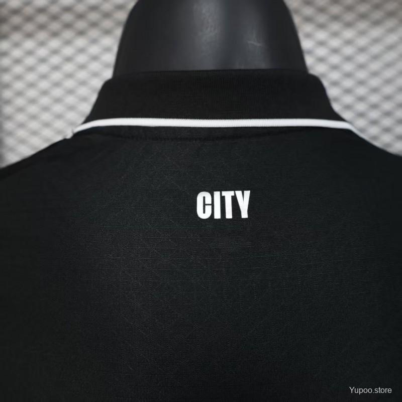 Man City 2025-26 Black Away Player Jersey