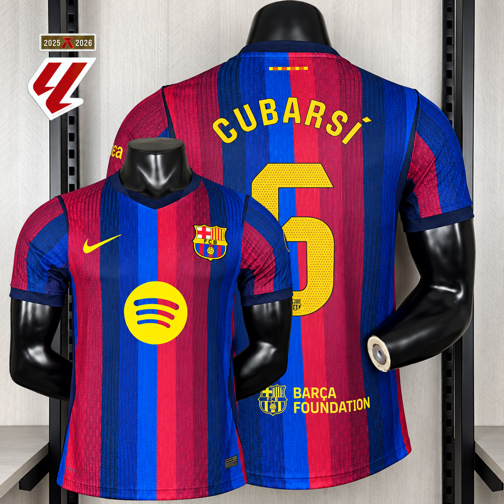 FC Barcelona 2026-27 Home Player Version Jersey | Cubarsi #5 or Custom Name & Number | La Liga Patch | S–3XL