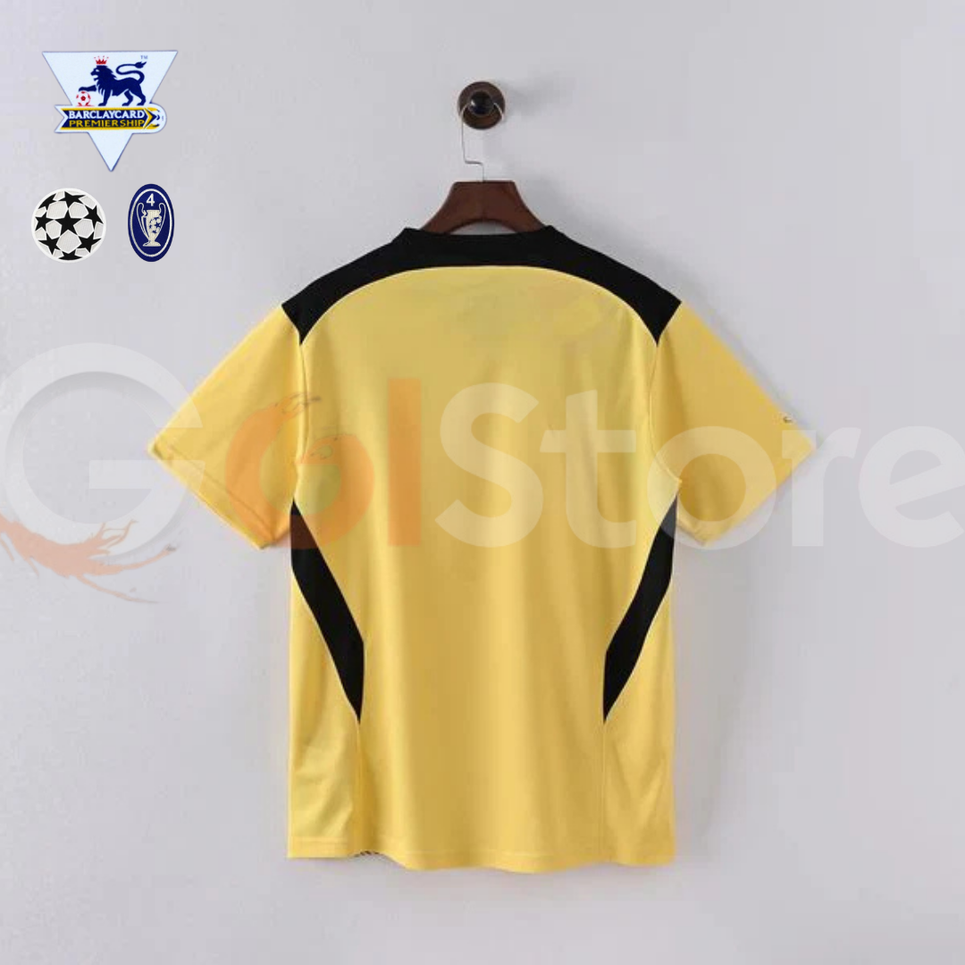 2004-2005 Liverpool Retro Yellow Away Short Sleeve Jersey Personalized PL UCL Patch