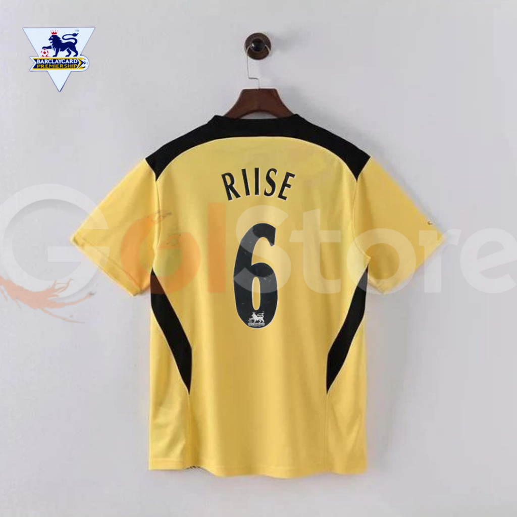 2004-2005 Liverpool Retro Yellow Away Short Sleeve Jersey #6 Riise Personalized PL Patch