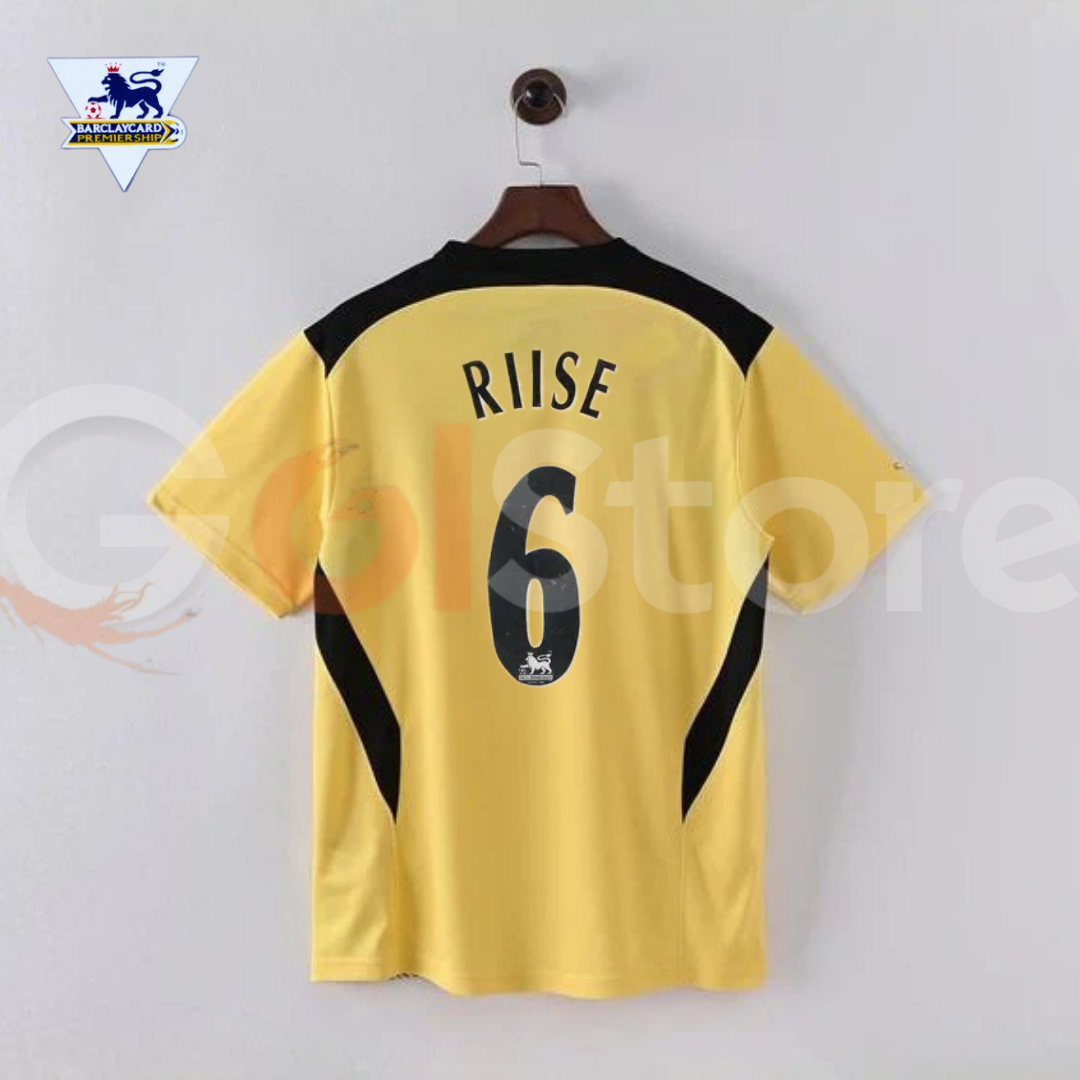 2004-2005 Liverpool Retro Yellow Away Short Sleeve Jersey #6 Riise Personalized PL Patch