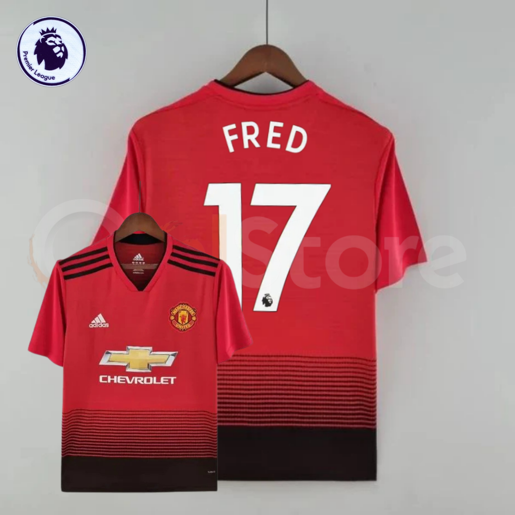 Manchester United 2018-2019 Retro Home Jersey #17 Fred Personalized PL Patch Rare