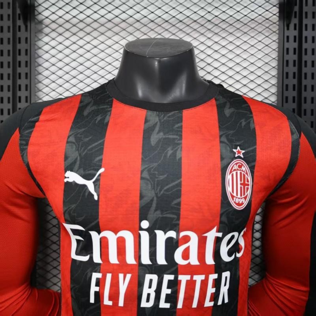 AC Milan 2025-26 Home Jersey – Custom Name & Number | Long Sleeve | S–2XL