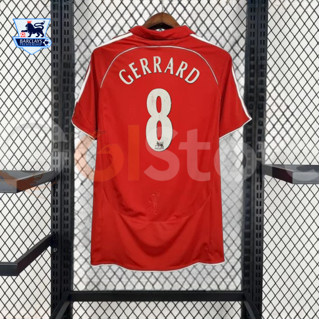 2006-2007 Liverpool Retro Red Home Short Sleeve Jersey #8 Gerrard Personalized PL Patch
