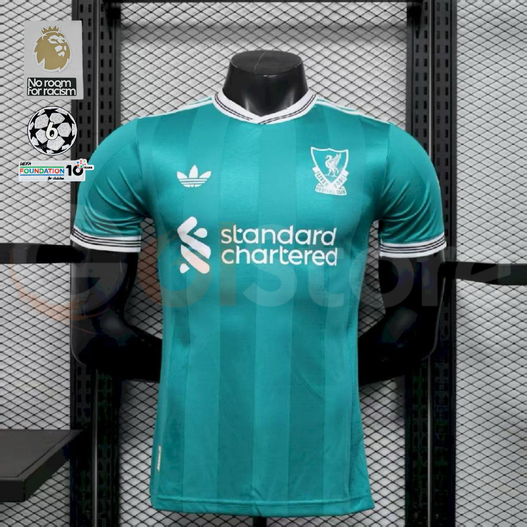 2025-2026 Liverpool Player Version Green Third Short Sleeve Jersey Personalized PL UCL Patch