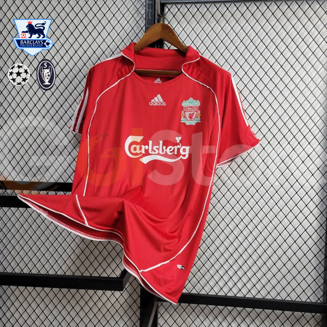 2006-2007 Liverpool Retro Red Home Short Sleeve Jersey Personalized PL UCL Patch
