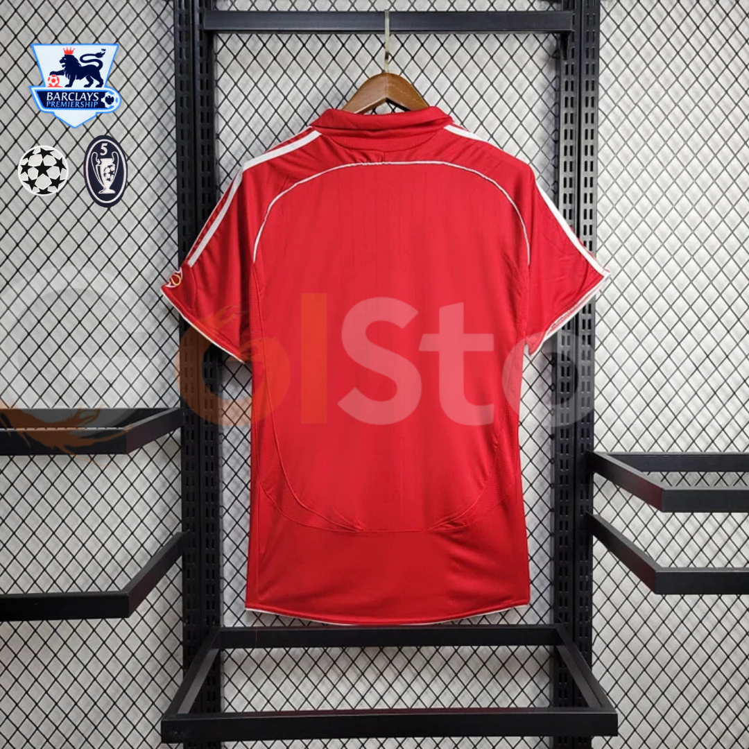 2006-2007 Liverpool Retro Red Home Short Sleeve Jersey Personalized PL UCL Patch