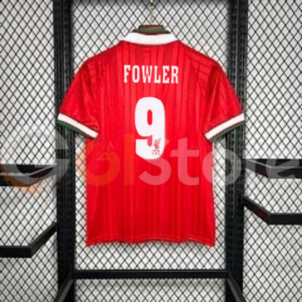 1993-1995 Liverpool Retro Red Home Short Sleeve Jersey #9 Fowler Personalized PL UCL Patch