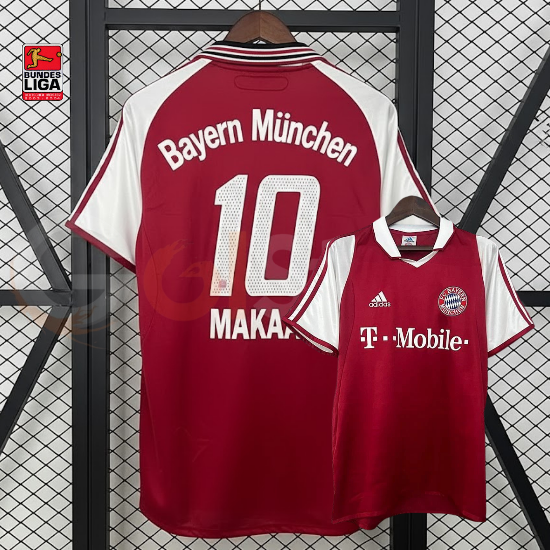 Bayern Munich 2003-2004 Retro Home Short Sleeve Jersey #10 Makaay Bundesliga Patch Personalized Rare