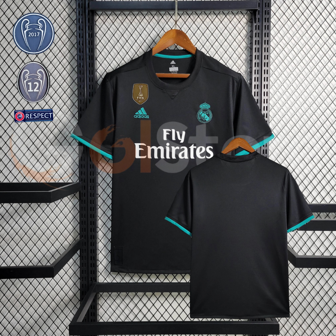 2017/18 Real Madrid Retro Away Black Jersey UCL Personalized