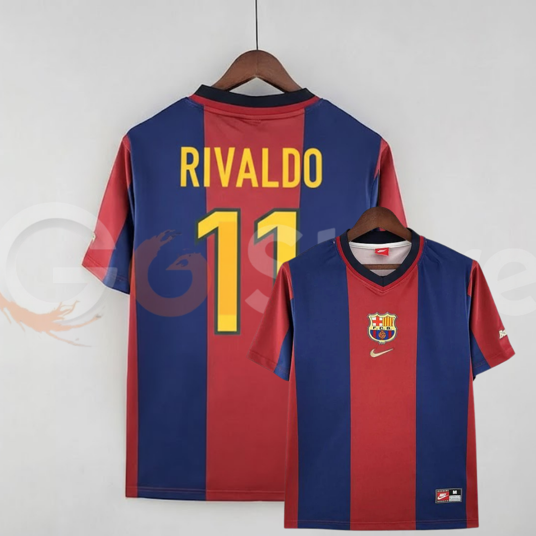 FC Barcelona 1998-99 Retro Home Jersey | #11 Rivaldo