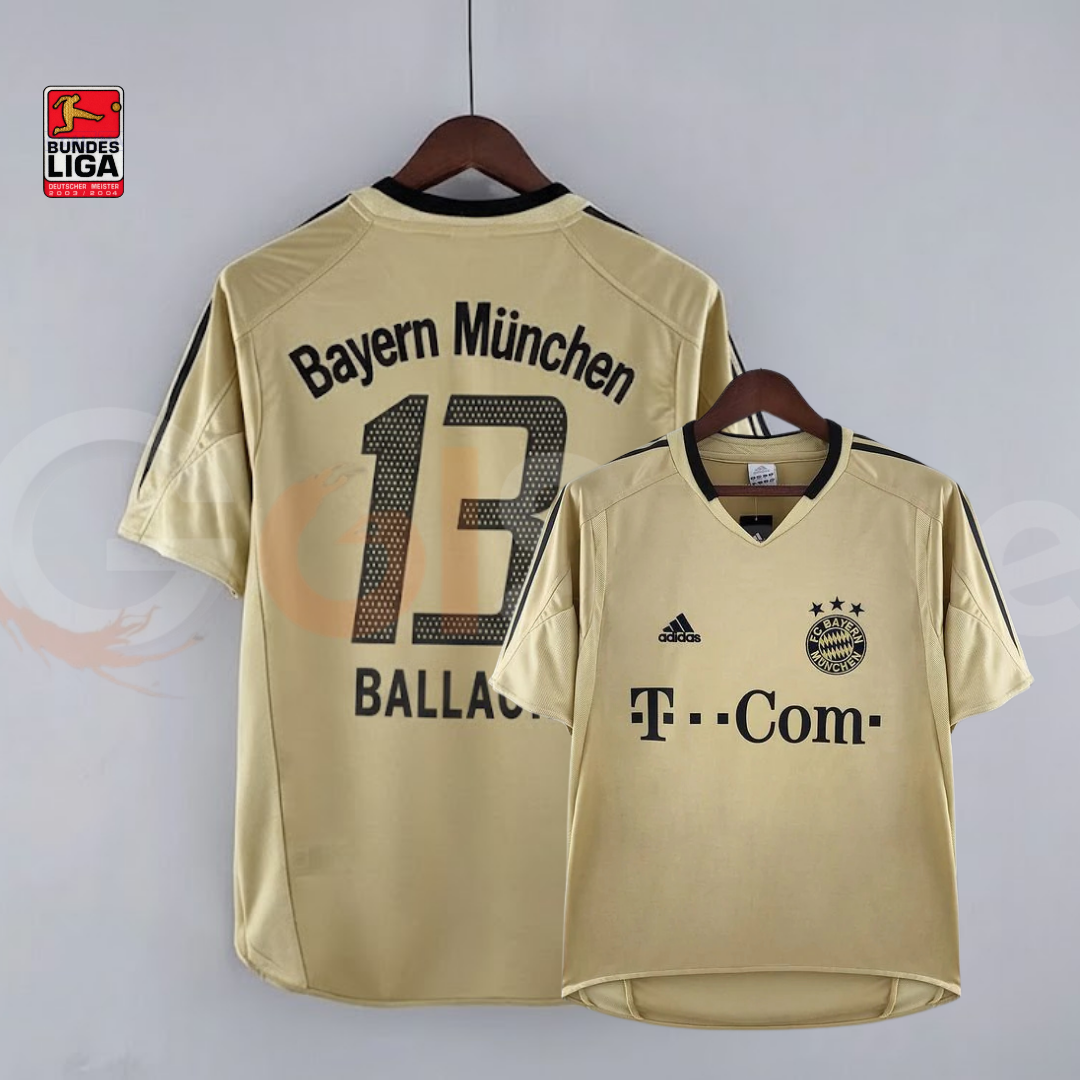 Bayern Munich 2003-2004 Retro Away Short Sleeve Jersey #13 Ballack Bundesliga Patch Personalized Rare