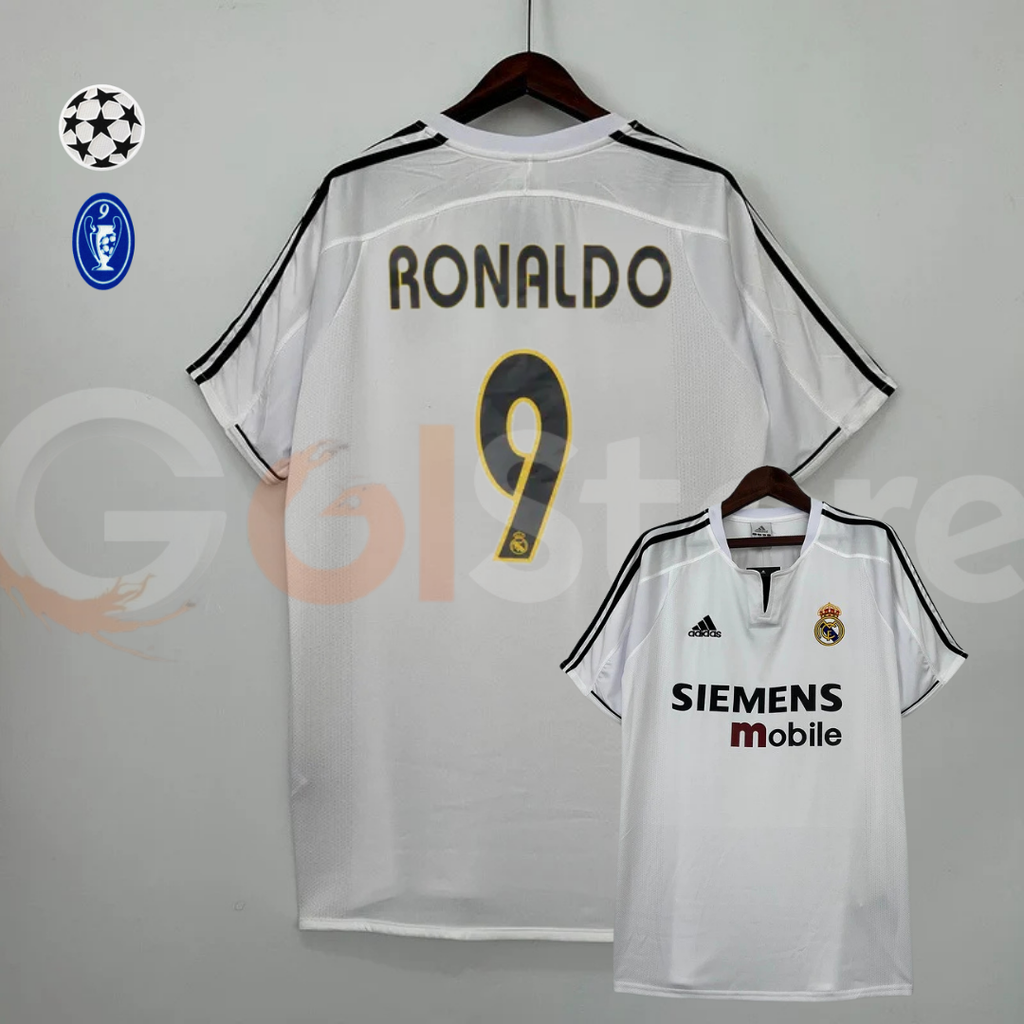 2003/04 Real Madrid Retro Home Jersey #9 Ronaldo UCL