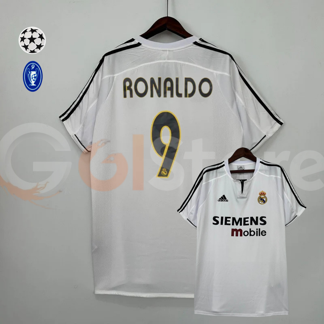 2003/04 Real Madrid Retro Home Jersey #9 Ronaldo UCL