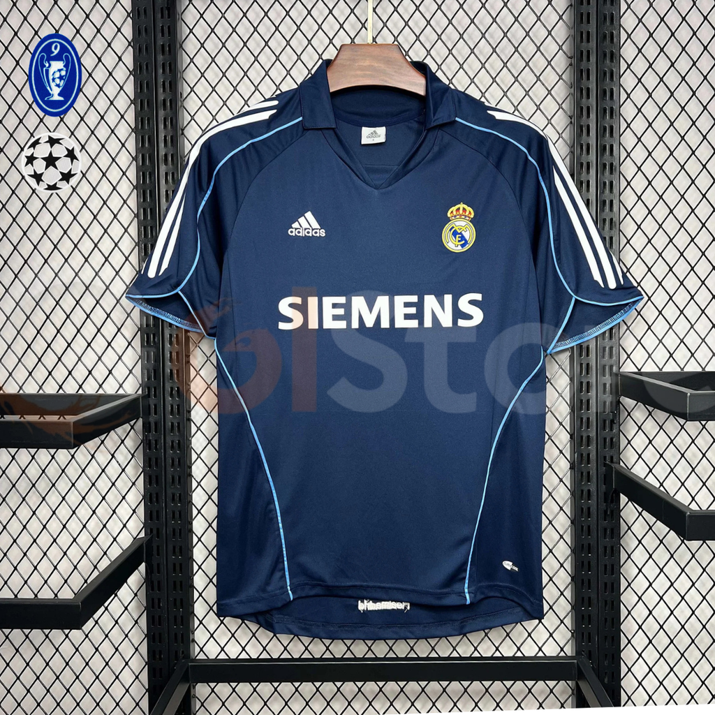 2005/06 Real Madrid Retro Away Navy Blue Jersey UCL Patch Personalized