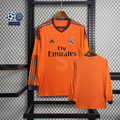 2013/14 Real Madrid Retro Away Orange Long Sleeve Jersey UCL Patch Personalized