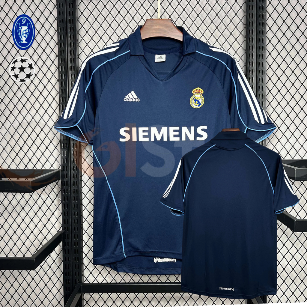 2005/06 Real Madrid Retro Away Navy Blue Jersey UCL Patch Personalized