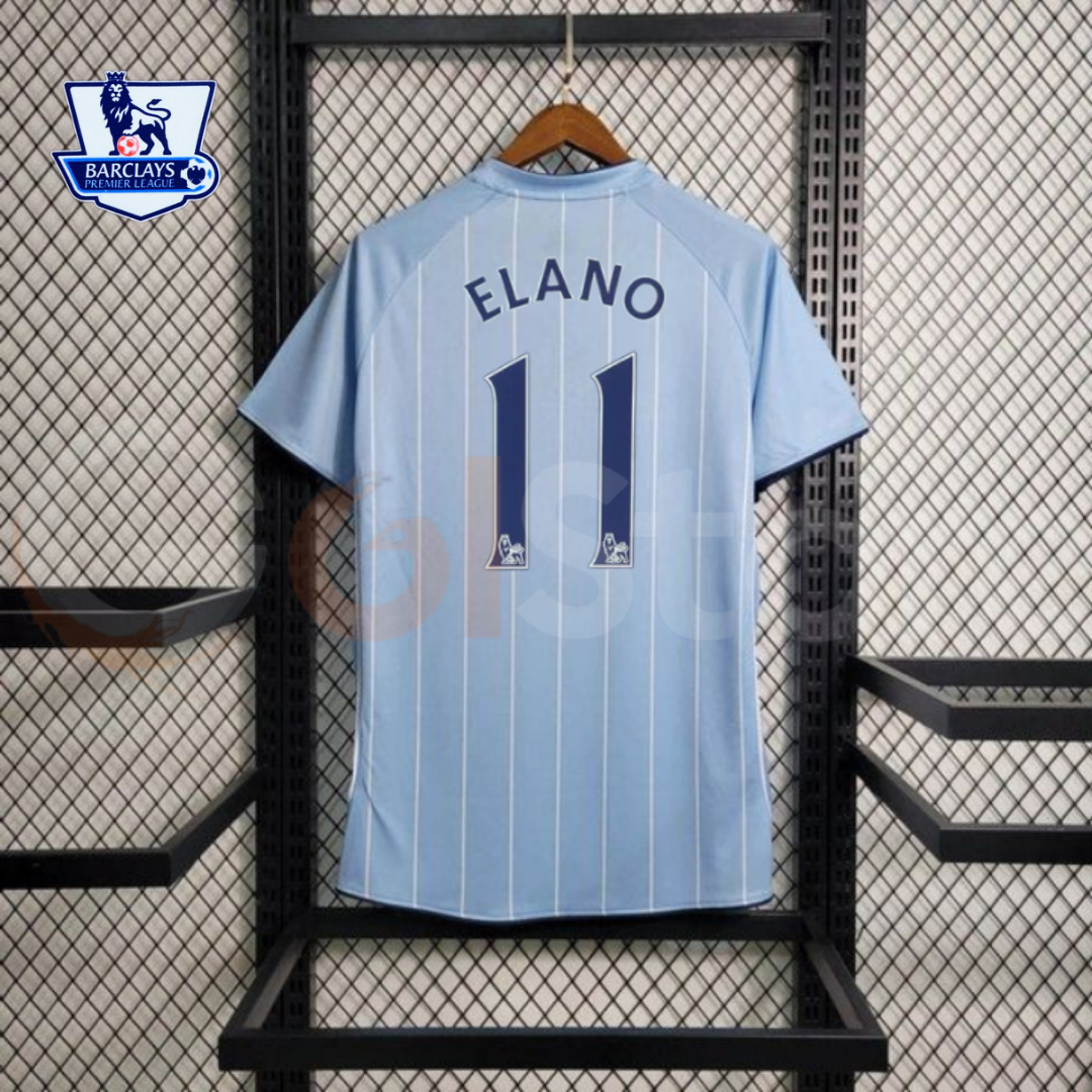 Manchester City 2008-2009 Retro Home Short Sleeve Jersey #11 Elano Personalized PL Patch