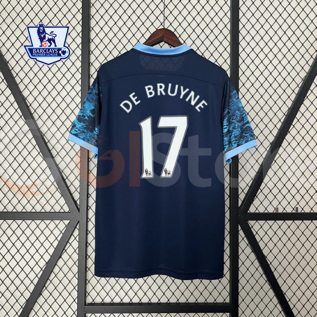 Manchester City 2015-2016 Retro Away Short Sleeve Jersey #17 De Bruyne Premier League Patch Personalized Rare