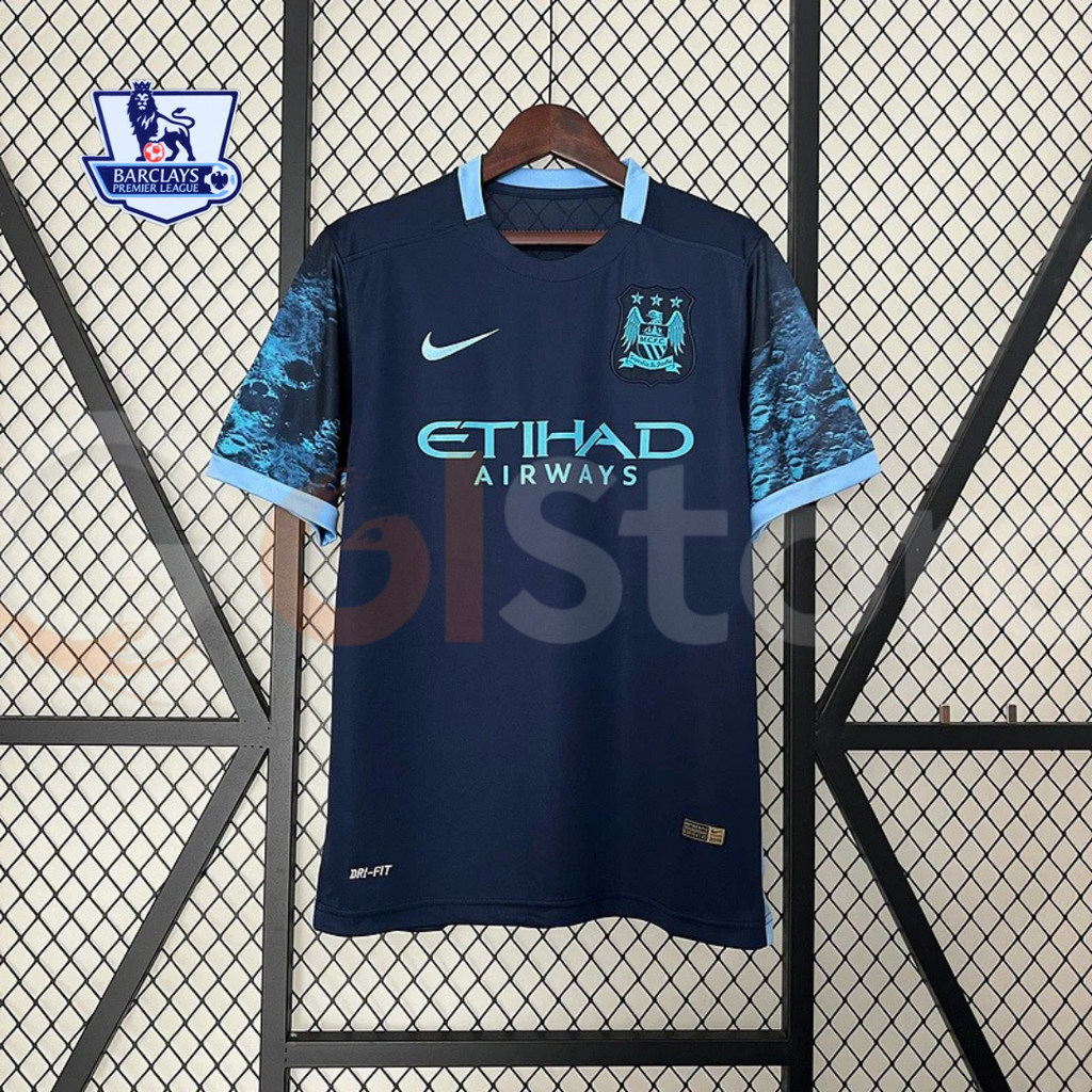 Manchester City 2015-2016 Retro Away Short Sleeve Jersey #17 De Bruyne Premier League Patch Personalized Rare