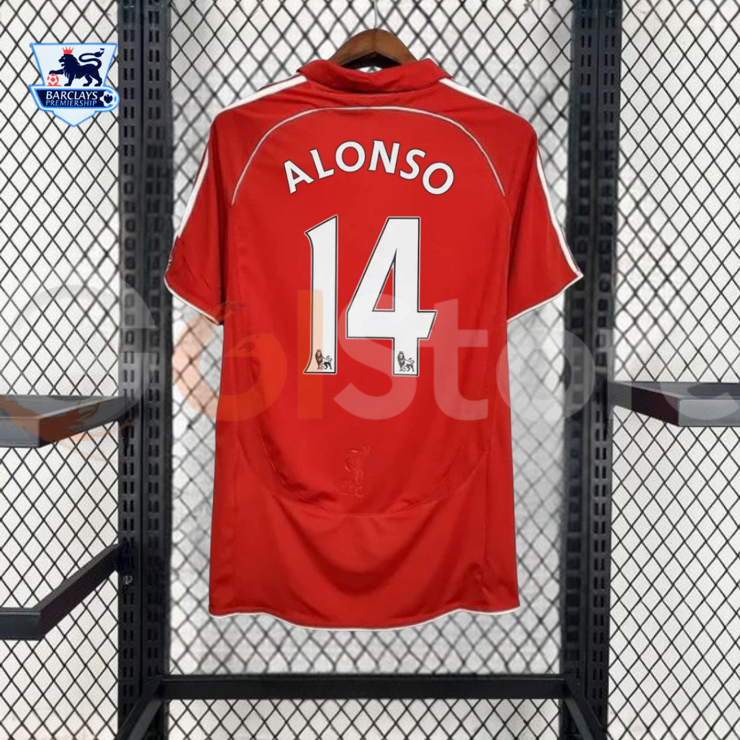 2006-2007 Liverpool Retro Red Home Short Sleeve Jersey #14 Alonso Personalized PL Patch
