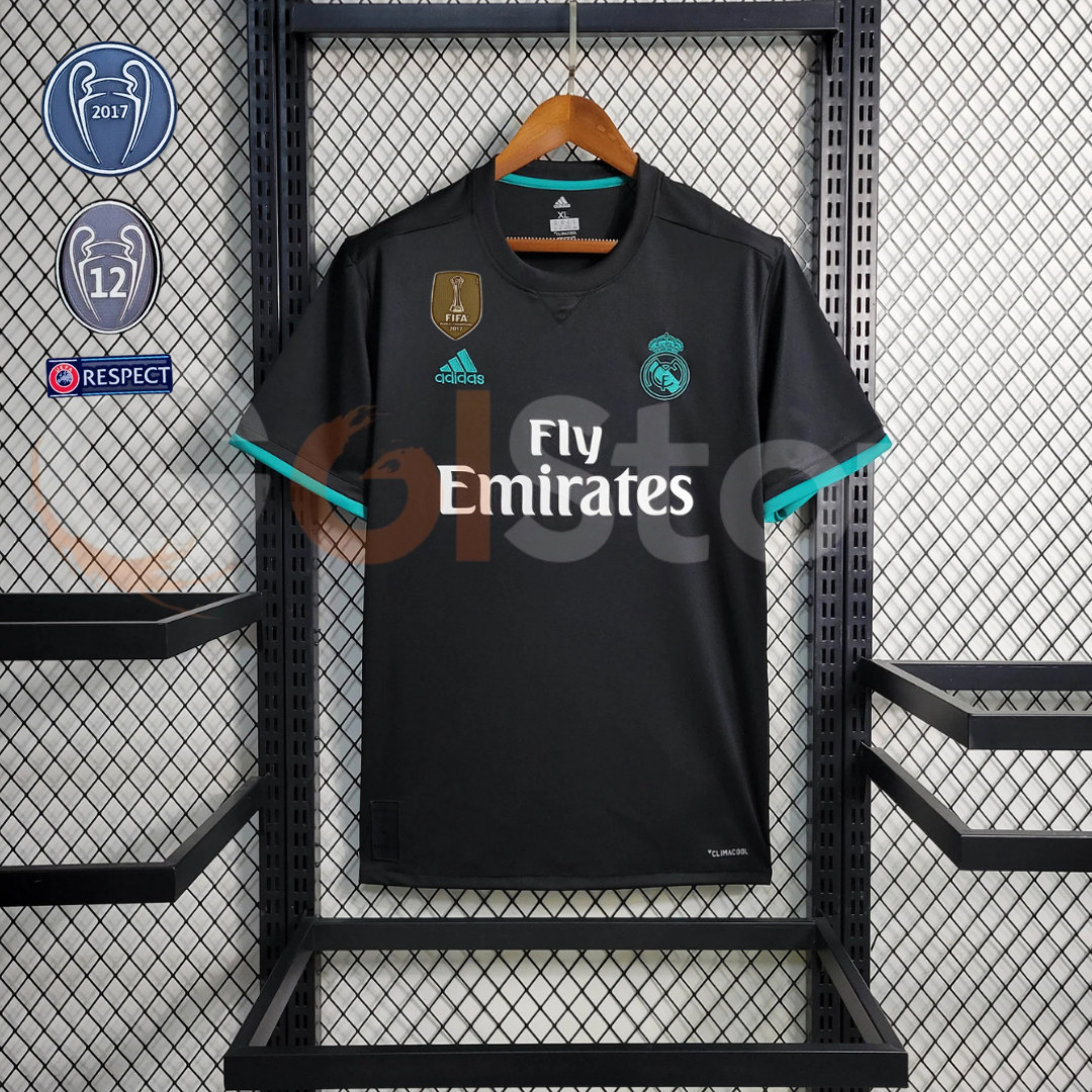 2017/18 Real Madrid Retro Away Black Jersey #11 Bale UCL Personalized