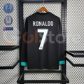 2017/18 Real Madrid Retro Away Black Jersey Long Sleeve #7 Ronaldo UCL Personalized