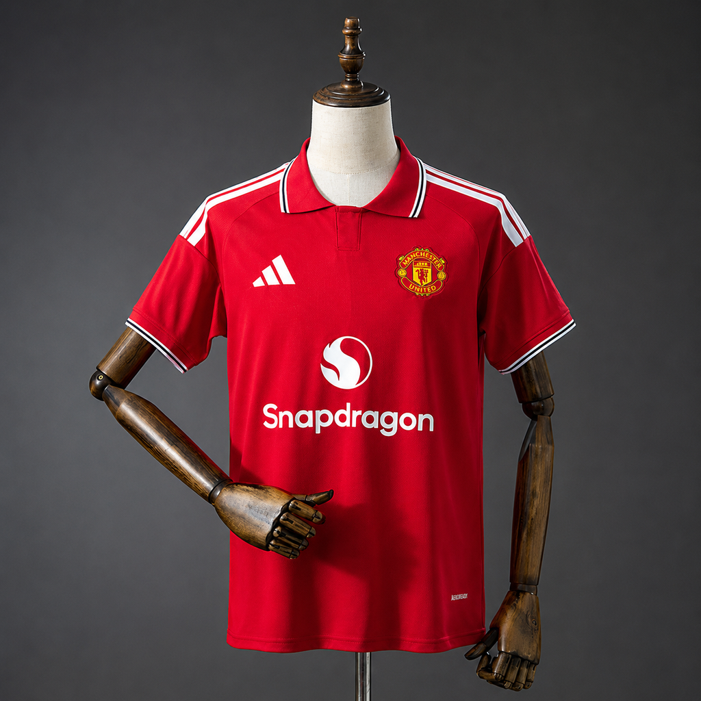 Maillot de football domicile unisexe à manches courtes Manchester United B.Fernandes n°8 26/27 – Édition Champions S–3XL