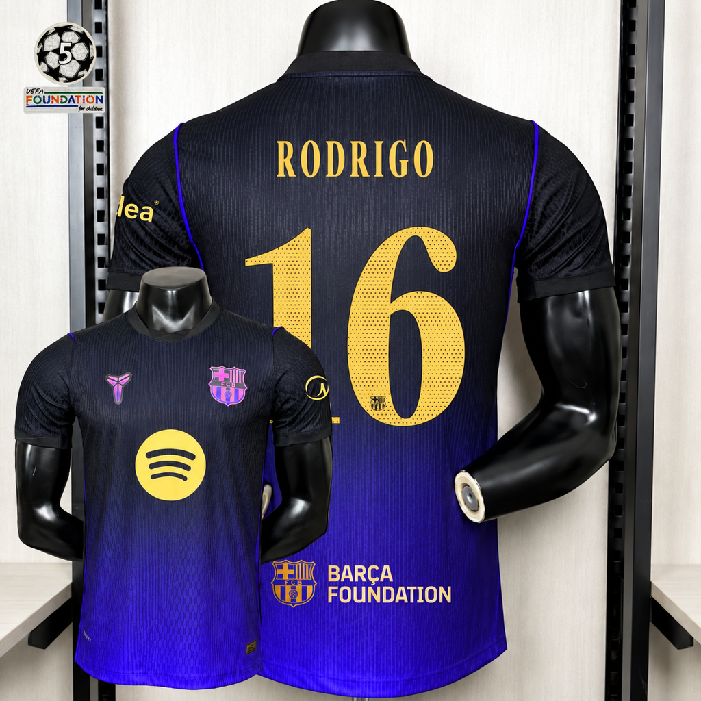 FC Barcelona 2026-27 Away Player Version Jersey | Rodrigo #16 or Custom Name & Number | UCL Patch | S–3XL