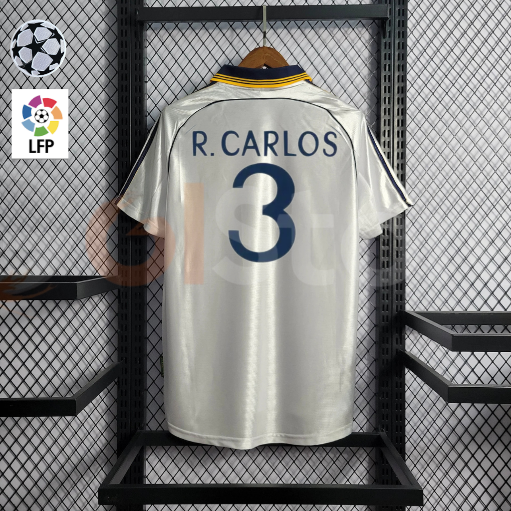 1998/00 Real Madrid Retro Home Jersey #3 Roberto Carlos UCL & La Liga Patch Personalized