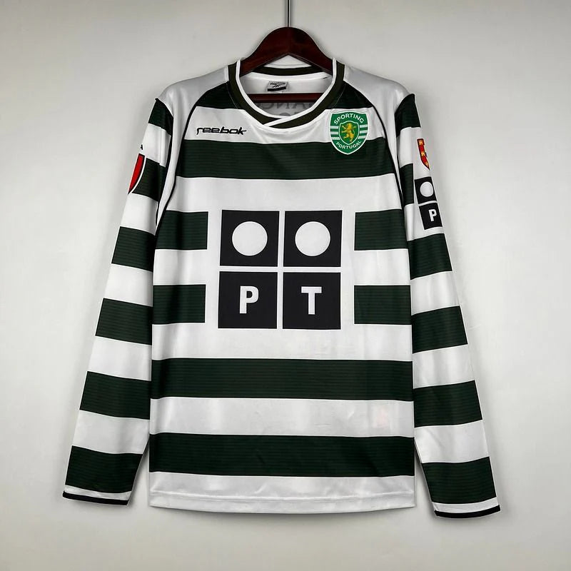 Sporting CP 2001-2003 Retro Long Sleeve Jersey #28 Cristiano Ronaldo Primeira Liga Patch Personalized Rare