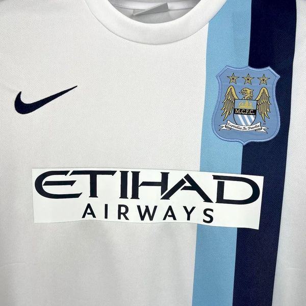 Manchester City 2013-2014 Retro Away White Jersey #21 Silva Personalized PL Patch