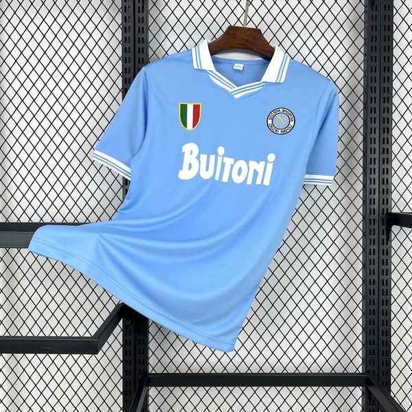 SSC Napoli 1986-1987 Retro Home Short Sleeve Jersey #10 Maradona Personalized Scudetto Rare